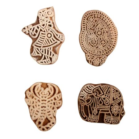Set of 4 Piece New Mix Wooden Printing Block